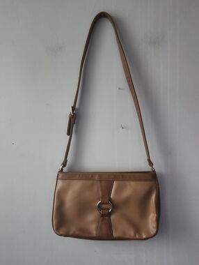 Charter Club Tan Shoulder Bag with Silver Ring Accent